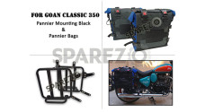 For Royal Enfield Goan Classic 350 Canvas Pannier Bags With Mounting - SPAREZO For Royal Enfield Goan Classic 350 Canvas Pannier Bags With Mounting - SPAREZO